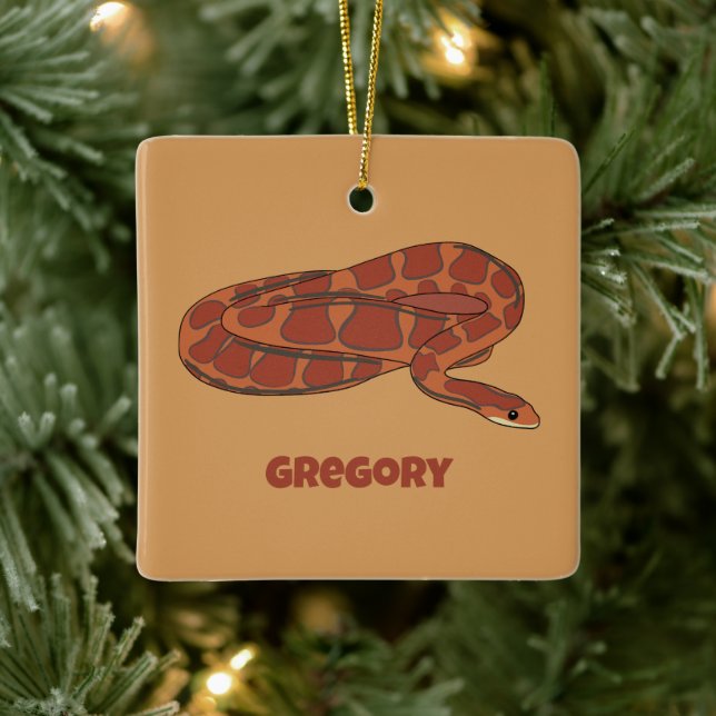 Corn Snake Orange Red Realistic Personalized Ceramic Ornament (Tree)