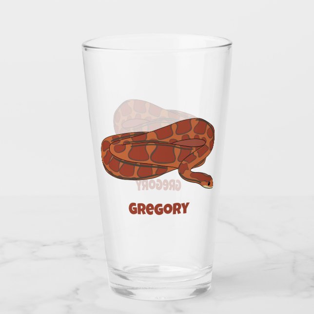 Corn Snake Orange Red Realistic Personalized Glass (Front)