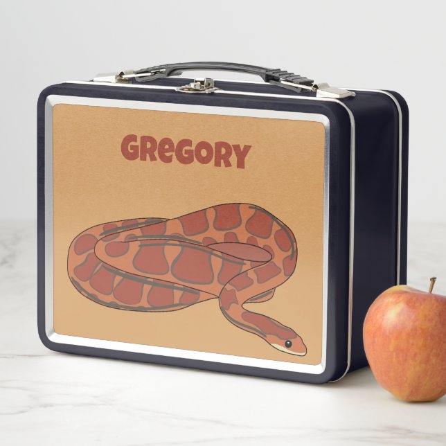 Corn Snake Orange Red Realistic Personalized Metal Lunch Box (In Situ)