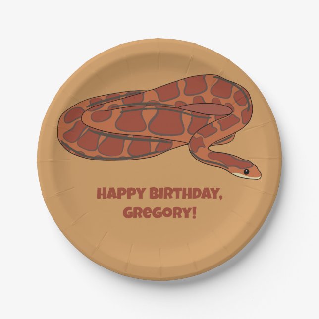 Corn Snake Orange Red Realistic Personalized Paper Plates (Front)