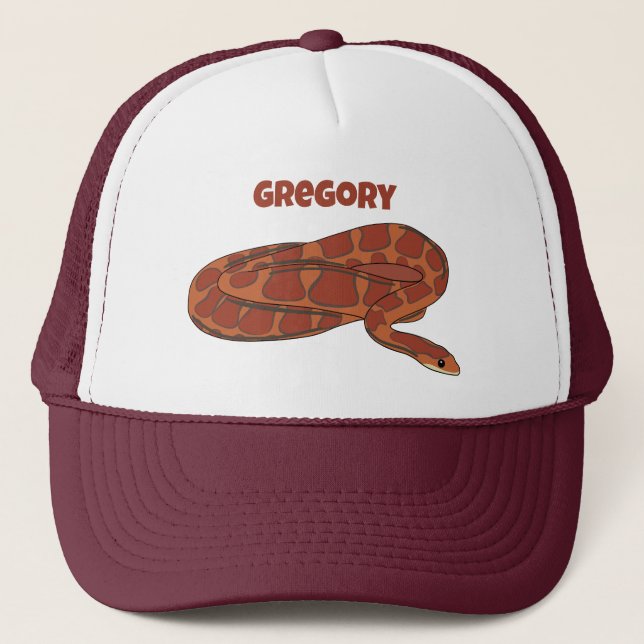 Corn Snake Orange Red Realistic Personalized Trucker Hat (Front)