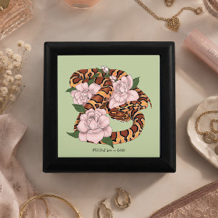 Corn Snake Pink Flowers Green Gift Box