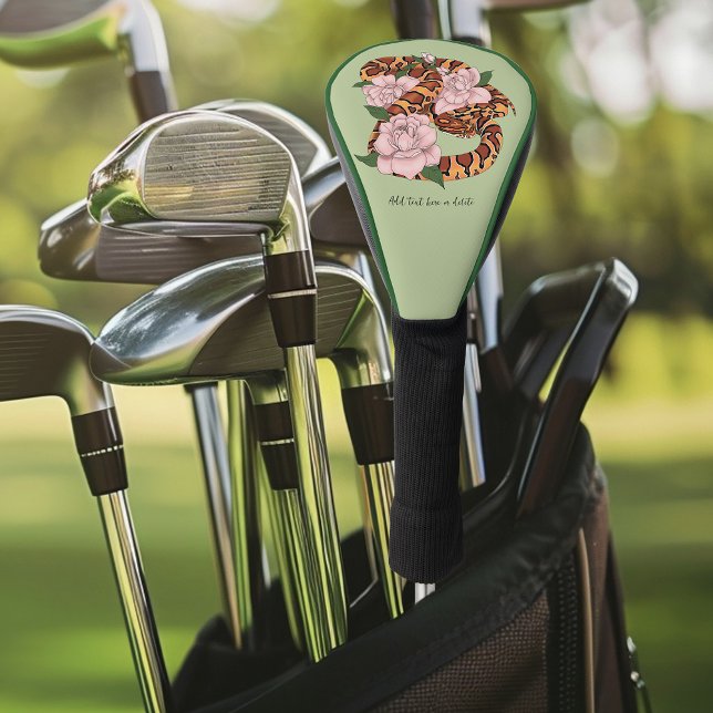 corn Snake Pink Flowers Green Golf Head Cover (Creator Uploaded)