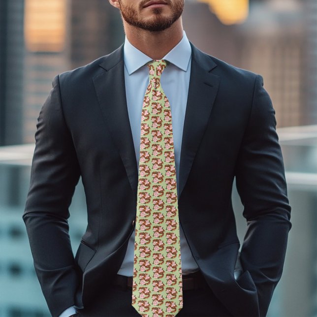Corn Snake Pink Flowers Green Neck Tie (Creator Uploaded)