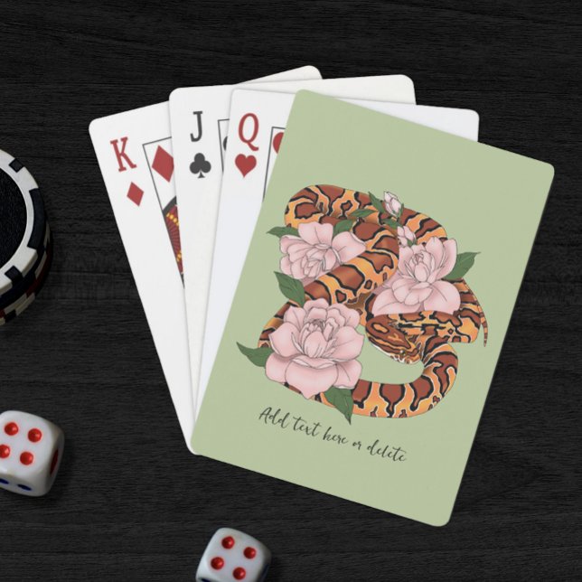 Corn Snake Pink Flowers Green Poker Cards (Creator Uploaded)