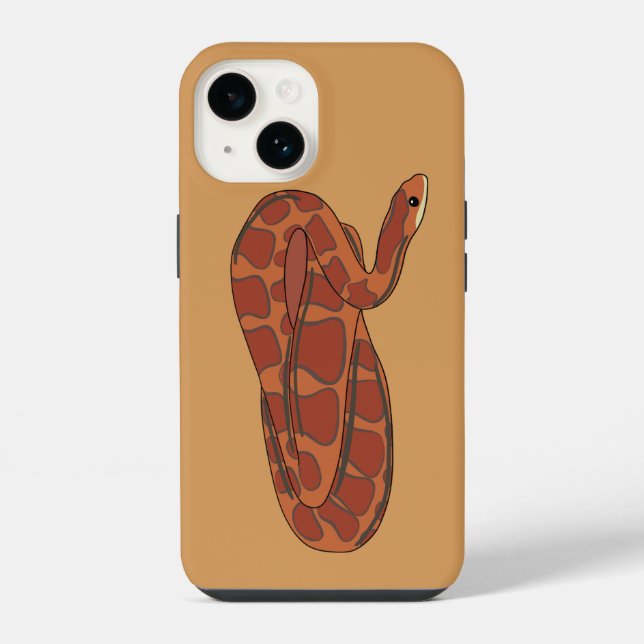 Corn Snake, Red, Orange Illustrated Iphone Case (Back)