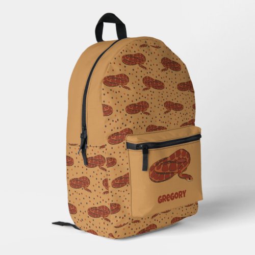 Corn Snake Red Orange Illustrated Printed Backpack