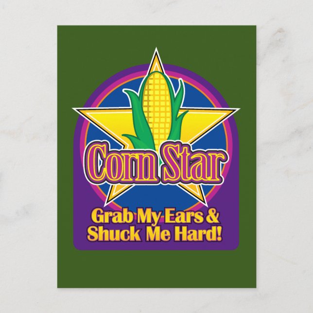 Corn Star Blue Purple BG Green Postcard (Front)