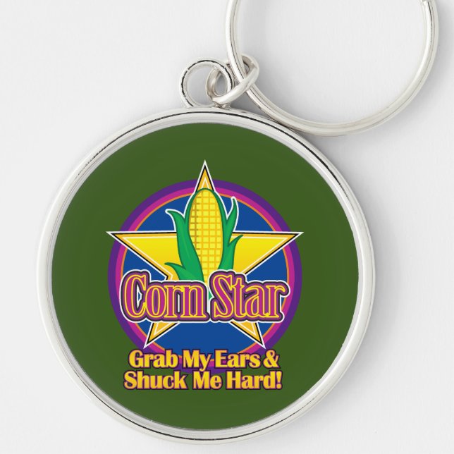 Corn Star Blue Purple Green BG Keychain (Front)