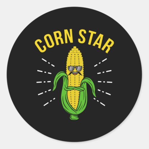 Corn Star Corn On the Cob Day Funny Corn Meme Pun Classic Round Sticker