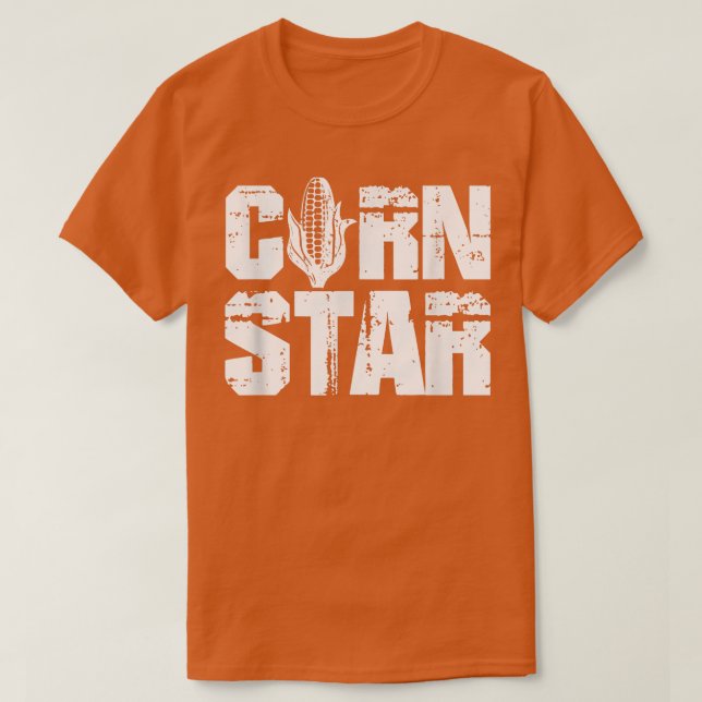 Corn Star Distressed Corn Farmers Farming  T-Shirt (Design Front)