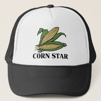 Corn Star Funny Vegetable Pun Bbq Humor Trucker Hat by insanitees at Zazzle