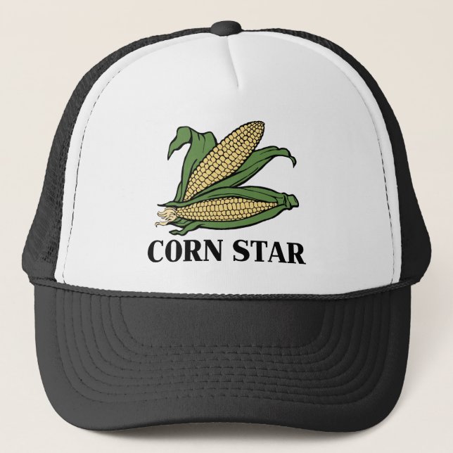 Corn Star Funny Vegetable Pun BBQ Humor Trucker Hat (Front)