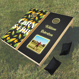 "Corn Star" personalized photo and monogram Cornhole Set