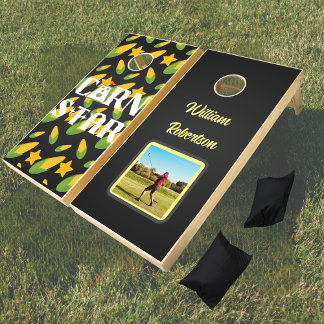 "Corn Star" personalized photo and monogram Cornhole Set