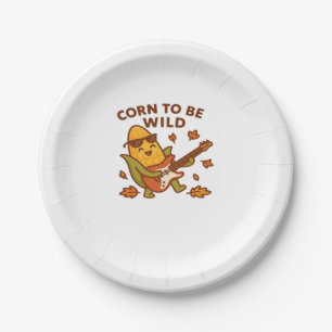 Corn to Be Wild � Rockin� Autumn Corn Cob Illustra Paper Plates