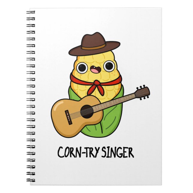 Corn-try Singer Funny Corn Pun  Notebook (Front)