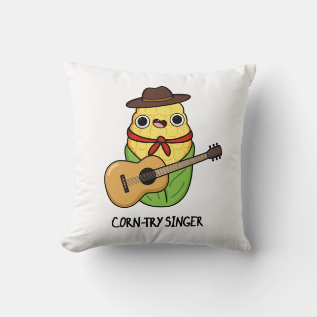 Corn-try Singer Funny Corn Pun  Throw Pillow (Front)