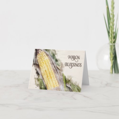 Corn Watercolor Autumn Equinox Mabon Blessings Card