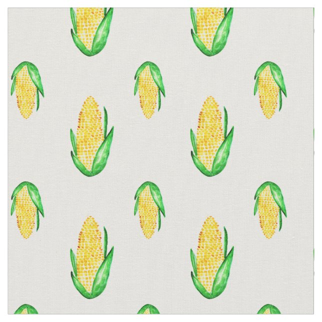 Corn watercolor seamless pattern fabric (Close Up)