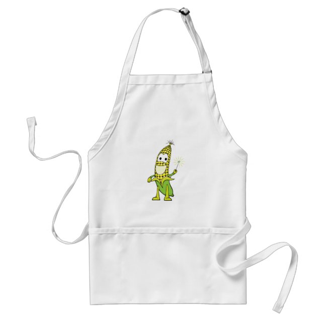 Corn Wizard Character with Magic Wand Adult Apron (Front)