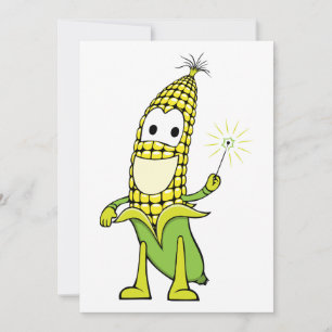 Corn Wizard Character with Magic Wand Invitation