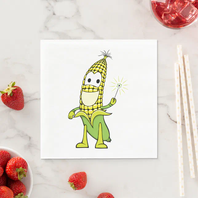 Corn Wizard Character with Magic Wand Napkins | Zazzle