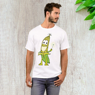 Corn Wizard Character with Magic Wand T-Shirt