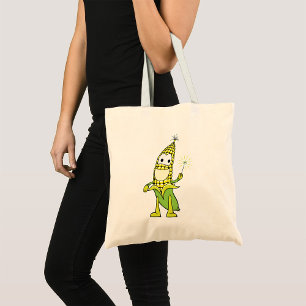 Corn Wizard Character with Magic Wand Tote Bag