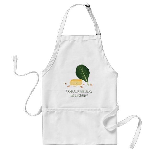 Cornbread Collard Greens Black Eye Peas Food Adult Apron (Front)