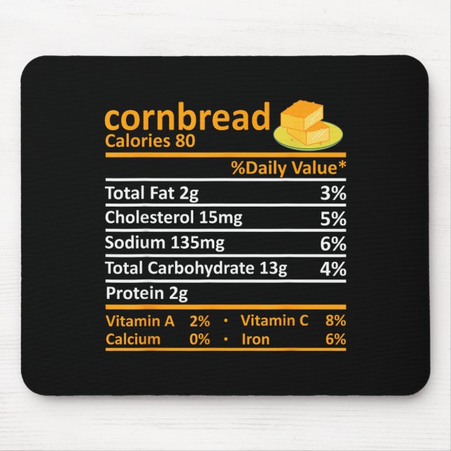 Cornbread Nutrition Food Thanksgiving Costume Chri Mouse Pad (Front)