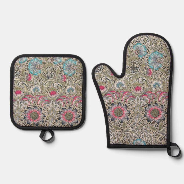 Corncockle, William Morris Oven Mitt & Pot Holder Set (Front)
