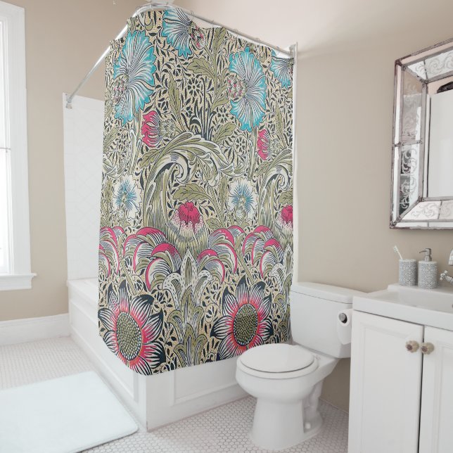 Corncockle, William Morris Shower Curtain (In Situ)