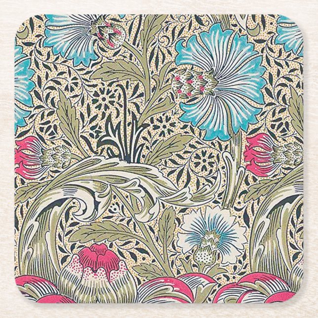 Corncockle, William Morris Square Paper Coaster (Front)