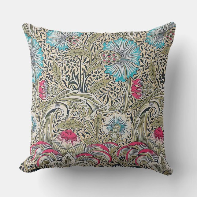 Corncockle, William Morris Throw Pillow (Front)