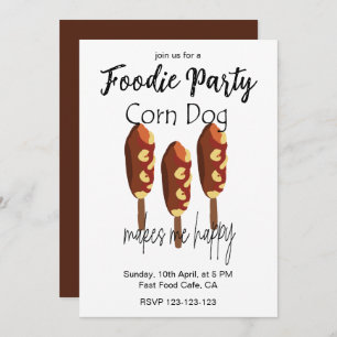 Corndog Makes Me Happy Foodie Party Invitation