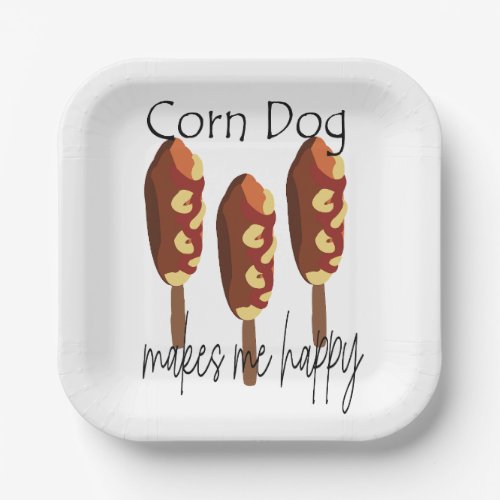 Corndog Makes Me Happy Party Paper Plates