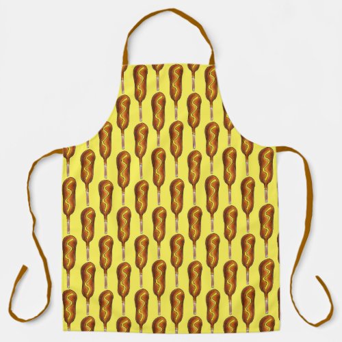 Corndog Stick Hot Corn Dog Hotdog Yellow Mustard Apron