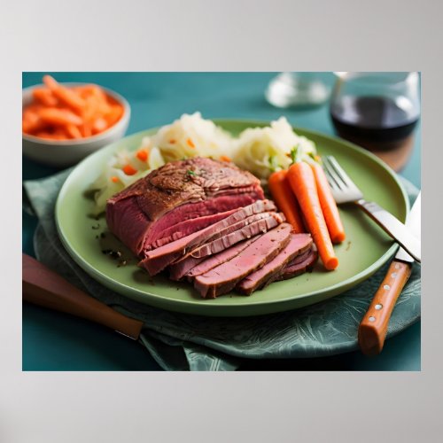 Corned beef cabbage and carrots poster