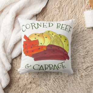 Corned Beef Cabbage Boiled Carrots Potatoes Irish Throw Pillow