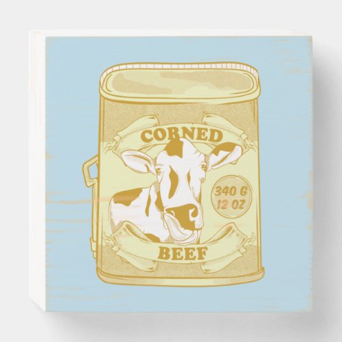 Corned beef retro food poster wooden box sign