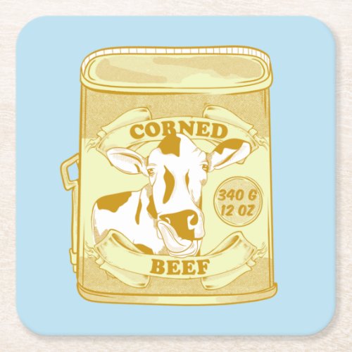 Corned Beef tin Square Paper Coaster