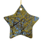 Cornelian Cherry Dogwood and Blue Sky Floral Ceramic Ornament