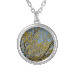 Cornelian Cherry Dogwood and Blue Sky Floral Silver Plated Necklace