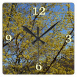 Cornelian Cherry Dogwood and Blue Sky Square Wall Clock