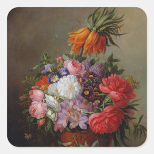 Cornelis Johannes van Hulsteijn Vase with Flowers Square Sticker