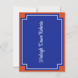 Corner Block Orange & Royal Blue Graduation Invita Invitation