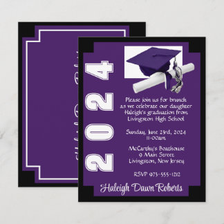 Corner Block Purple & Black Graduation Invitation