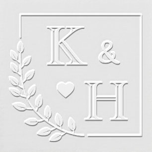 Corner Branch Monogram Initials Wedding Embosser
