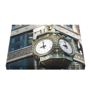 Corner Clock Downtown Chicago Canvas Print